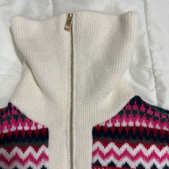 TALBOTS Joyful Fair Isle Cable Knit Soft Zip Up Sweater Jacket Top Size Medium - Picture 10 of 12